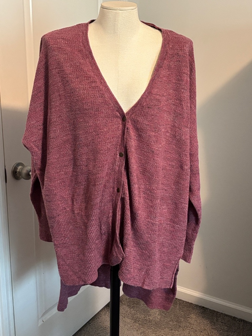 Free People Dusty Rose Button-Up V-Neck Cardigan